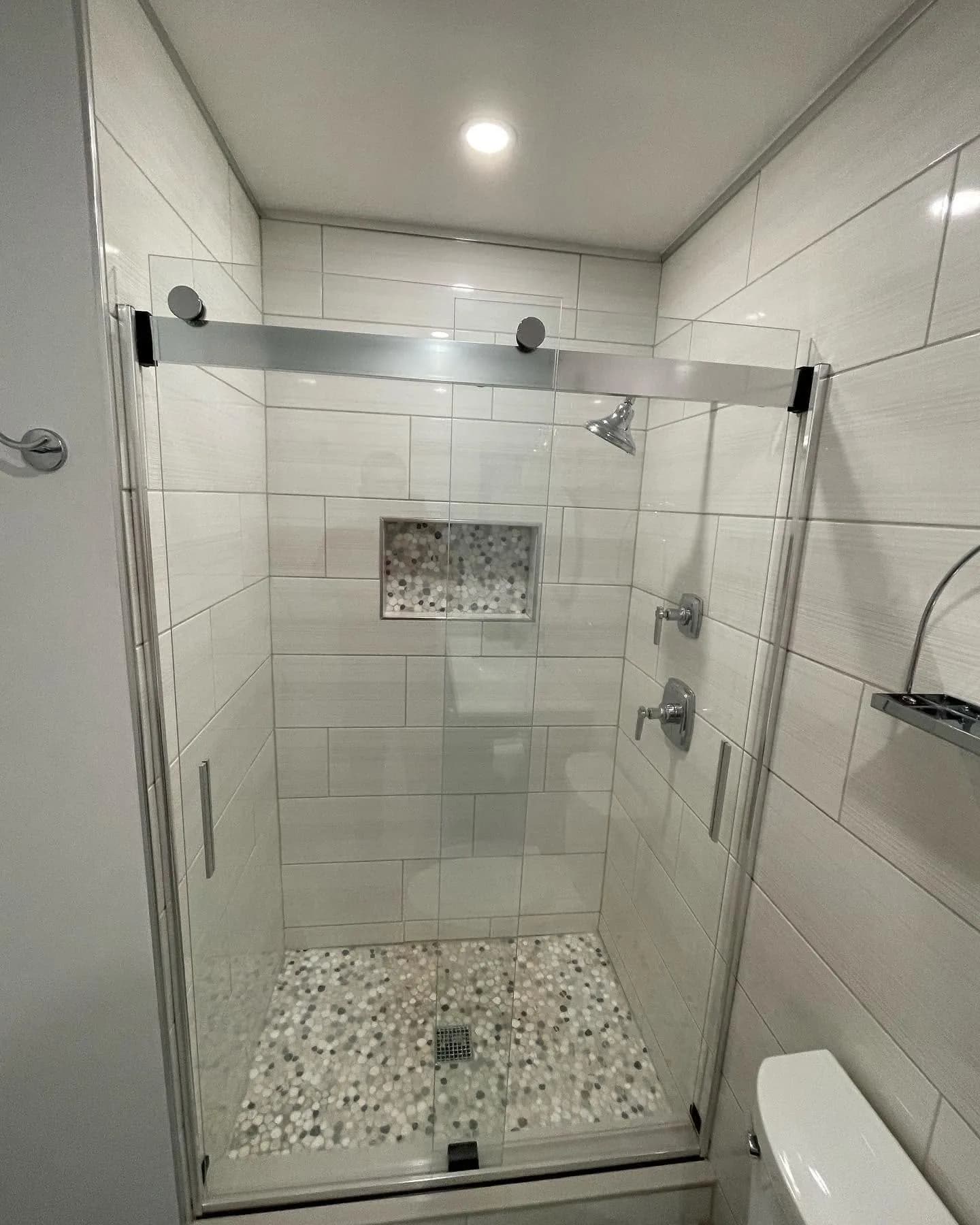 Tiled walk-in shower